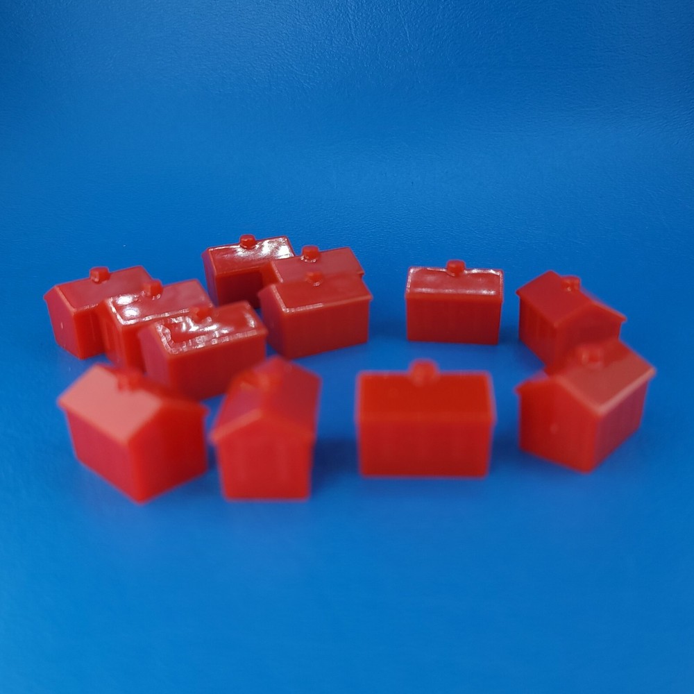 Monopoly 12 Red Hotels Replacement Game Piece Plastic Complete Set