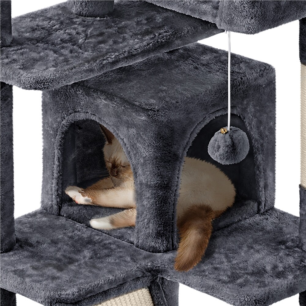 57in Cat Tree Condo Multi-Level Cat Tower Scratching Posts, Dark Gray