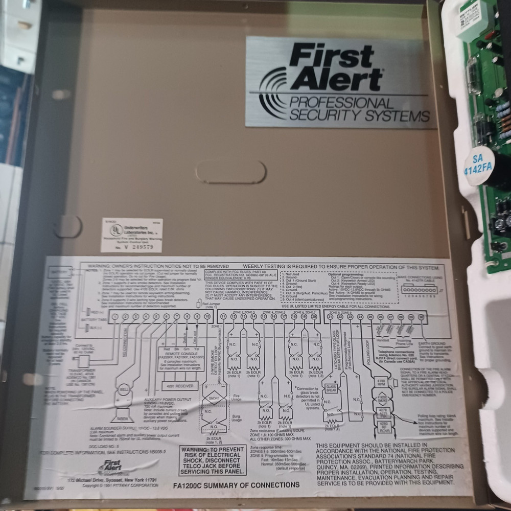FIRST ALERT ALARM CONTROL PANEL FA1200C