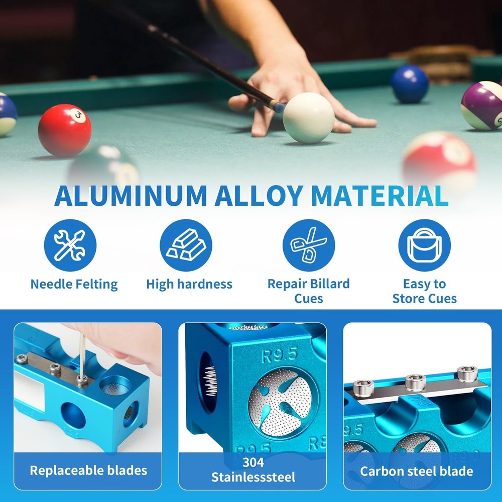 Pool Cue Tip Shaper, Pool cue Tips Replacement kit, Billiards Accessories Too...