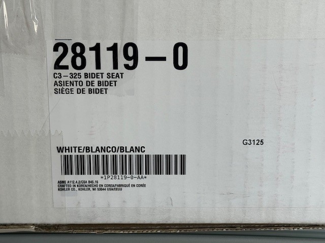 Kohler PureWash Electric Elongated Heated Bidet Toilet Seat White 28119-0 - NOB