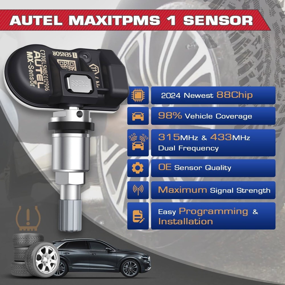 Autel MX-Sensor 315MHz & 433MHz Programmable TPMS Universal Tire Pressure Sensor