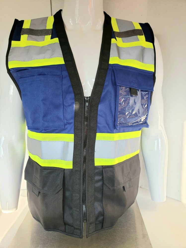 HIGH VISIBILITY BLACK SERIES Safety Vest Solid Front Mesh Back