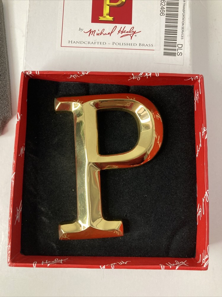 Michael Healy P Monogram Door Knocker Polished Brass Finish Solid Brass 3”