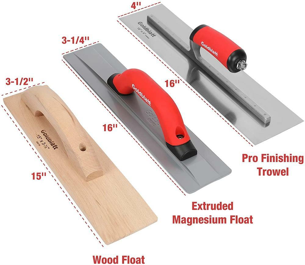 Goldblatt 8 Pieces Masonry Hand Concrete And Cement Tools Set With 16'' Tool Bag
