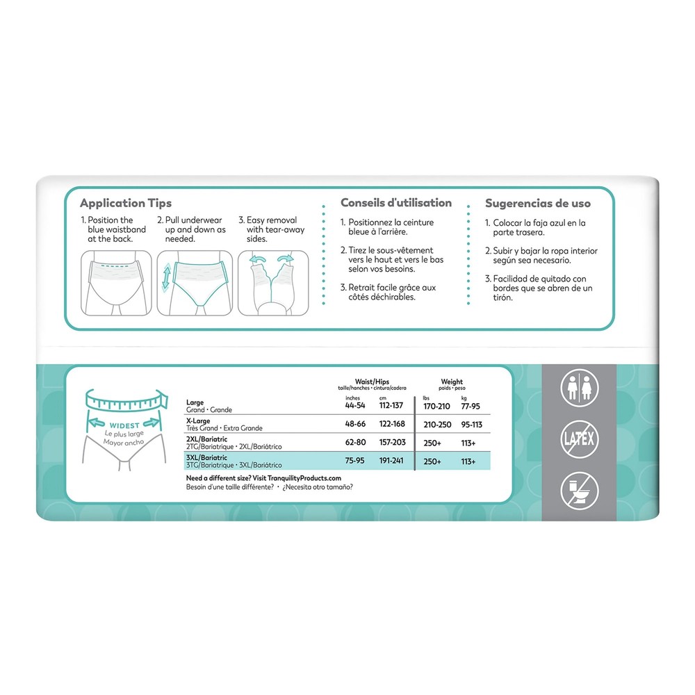 Tranquility Disposable Underwear 3X-Large 40 Ct