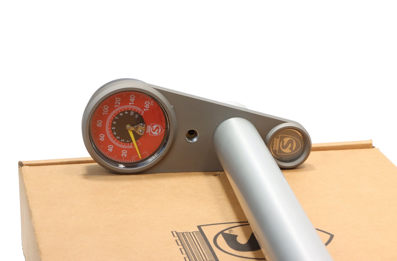 Silca SuperPista Ultimate Bike Floor Pump 160psi Brushed Silver Red Hose USA NEW