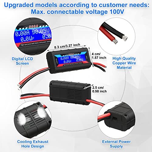 2 Pcs 200A High Precision Watt Meter Power Analyzer Battery 20000.0