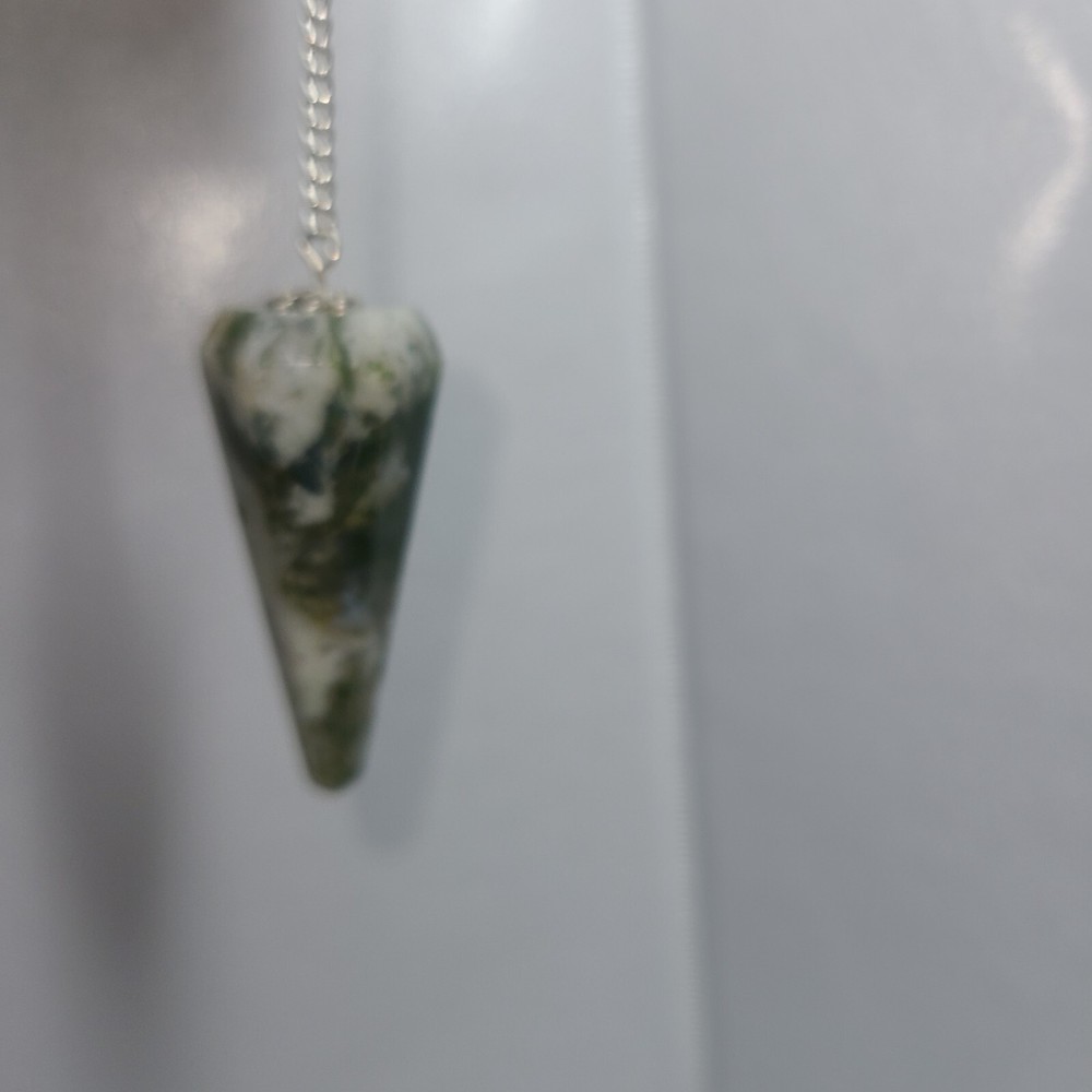 Tree Agate Faceted Cone Crystal Dowsing Pendulum Divination Tool