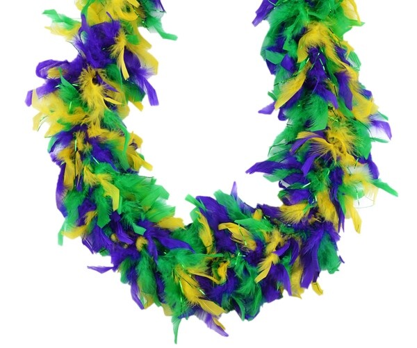Green Purple Yellow Lurex 45 gm 72 in 6 Ft Chandelle Feather Boa