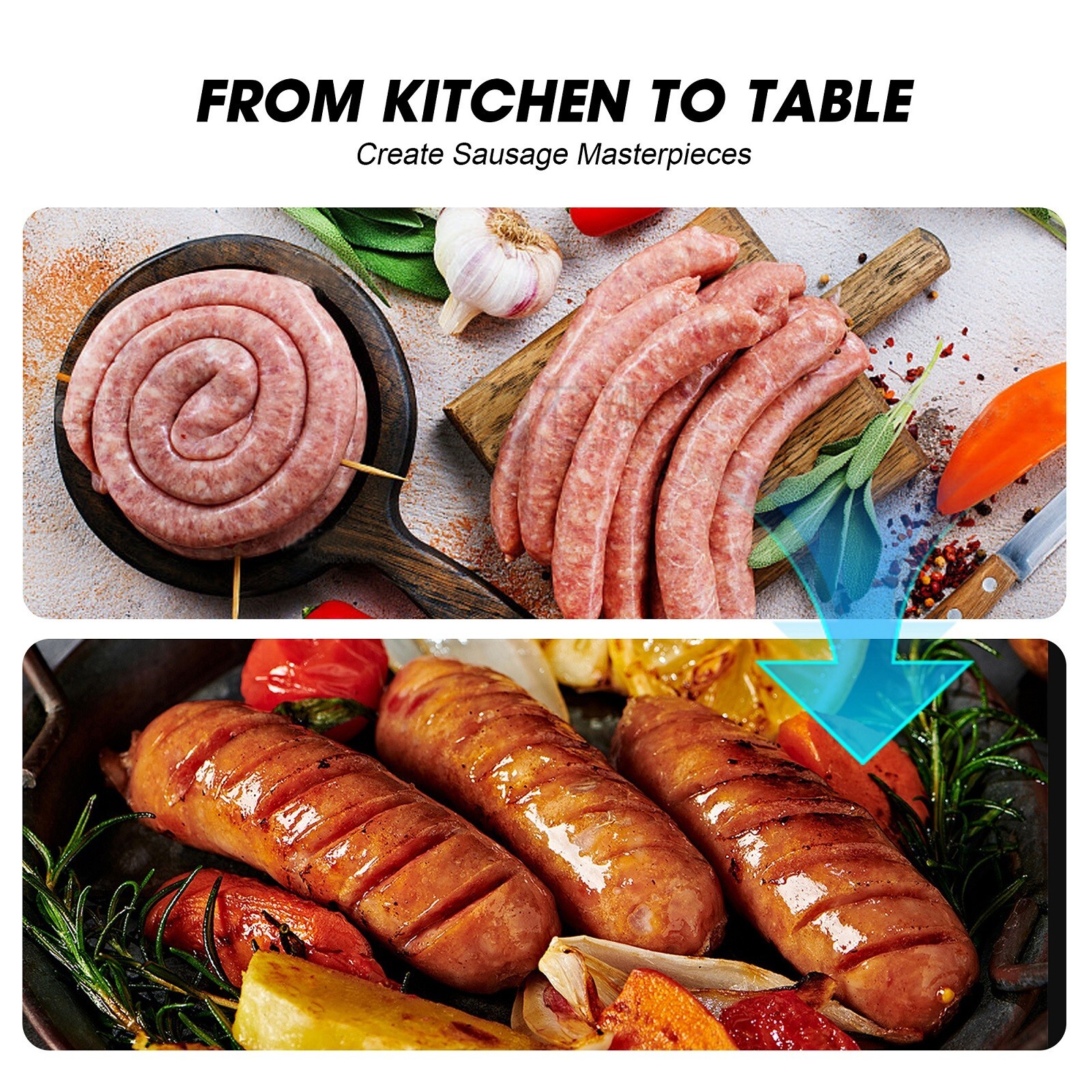 Hakka Commercial Electric Sausage Stuffer 30LBS 15L Stainless Steel Meat Maker