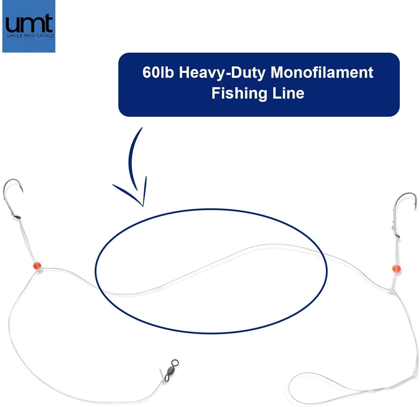 UMT - 10 Pack Hi/Lo Sea Bass Rigs Mustad 3/0 Bait Hooks, 60lb Line, 80lb Swivel