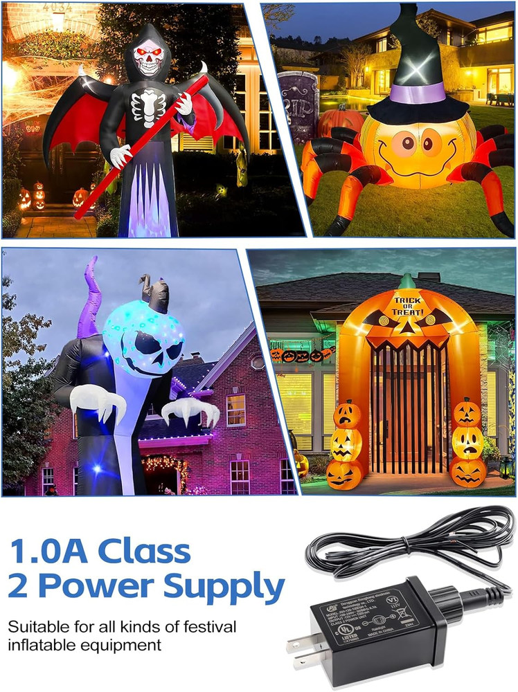 Lorvain Replacement Yard Inflatable Adapter 12V 1A,Class 2 Power Supply Adaptor