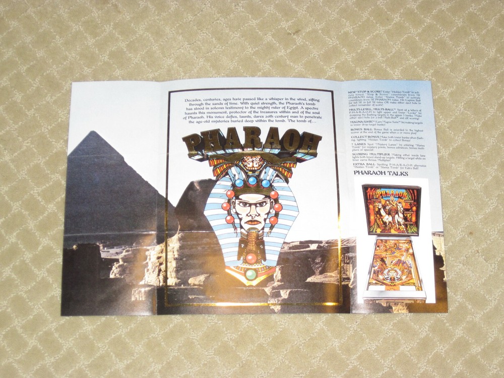 Pharaoh Williams Pinball Flyer / Brochure / Ad
