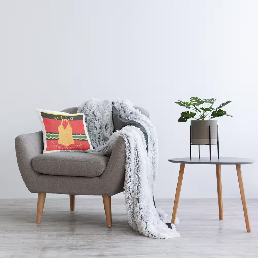 Dive Rustic Swimsuit Red Abstract Polyester 18 In. X 18 In. Throw Pillow