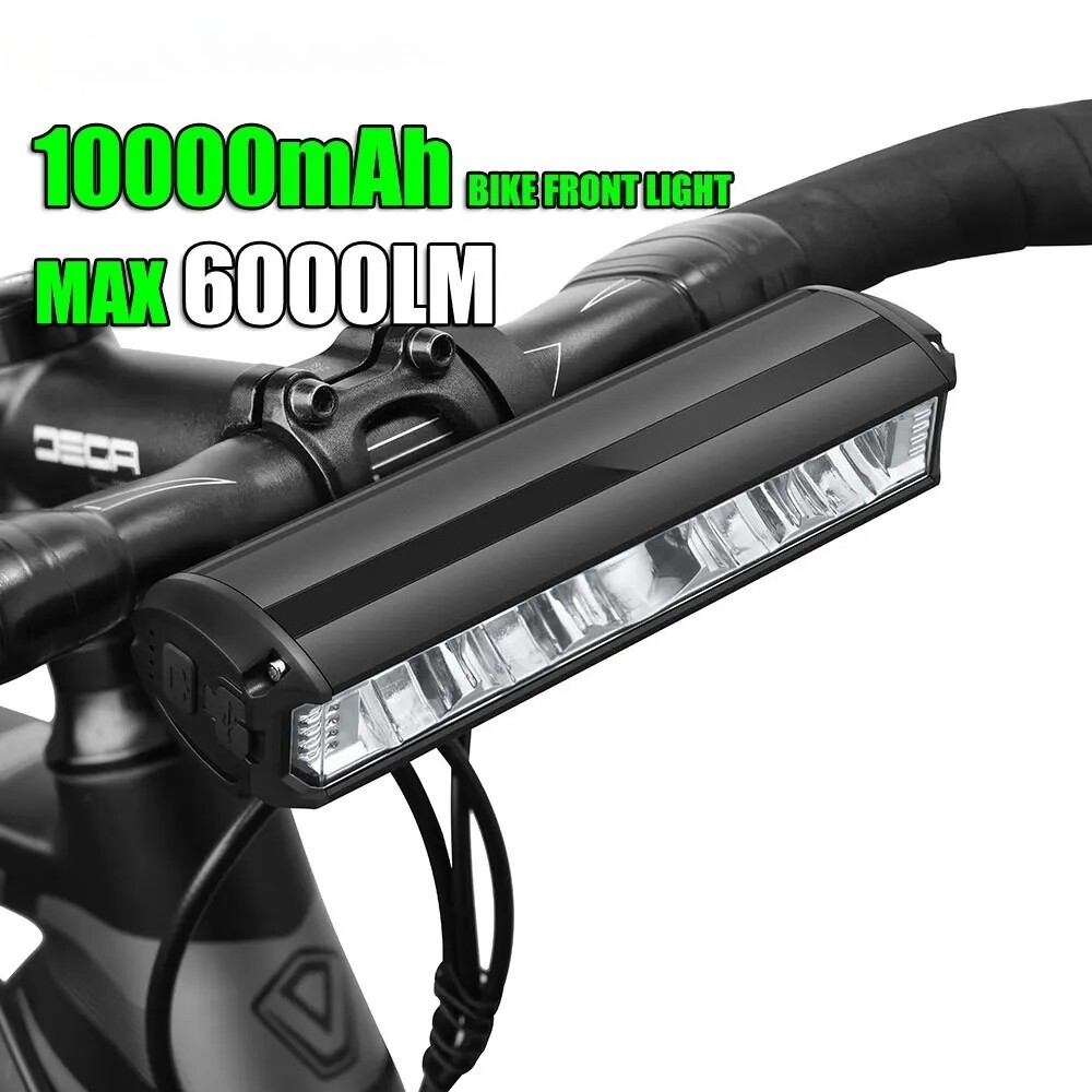 Bicycle Light Front 10000mAh Light 6000Lumen Waterproof Flashlight USB Charging