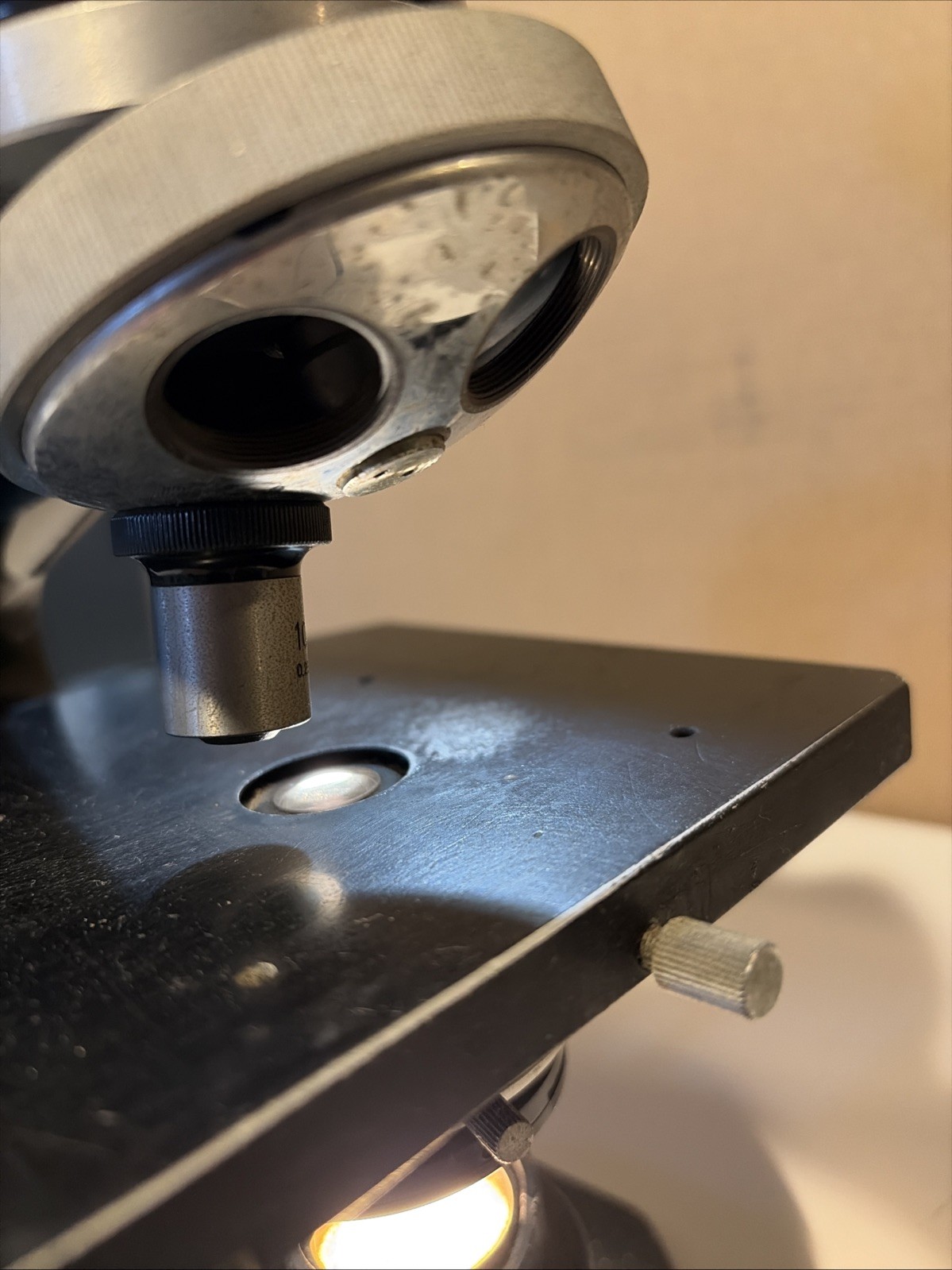 Vintage Nikon (Nippon Kogaku) 62437 Microscope Missing 3 Lens Light Works