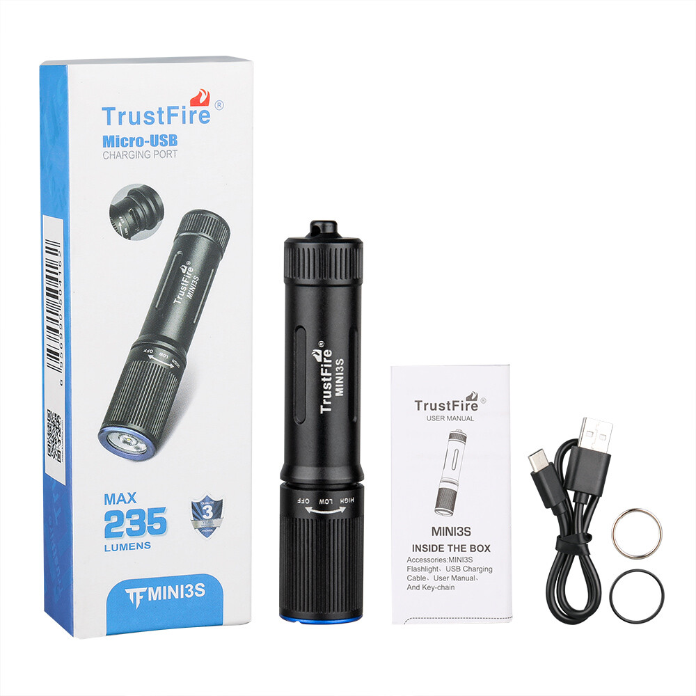 Trustfire MINI3S Keychain Flashlight 235Lumen Rechargeable EDC MINI Flashlight