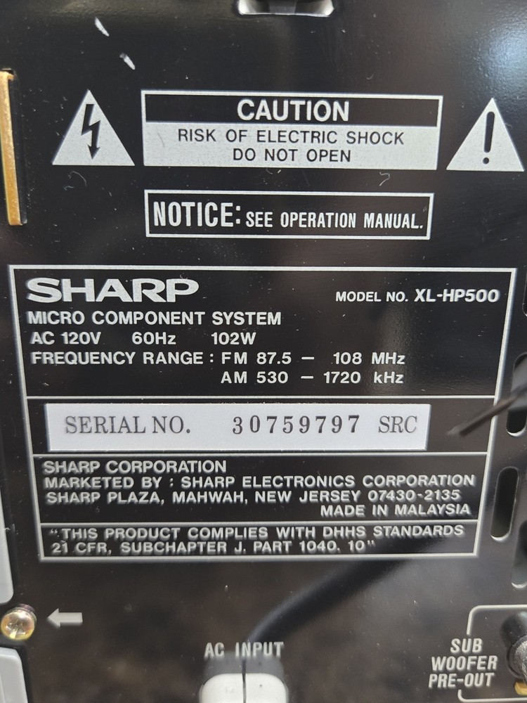 Sharp XL-HP500 stereo components system w/remot fully working