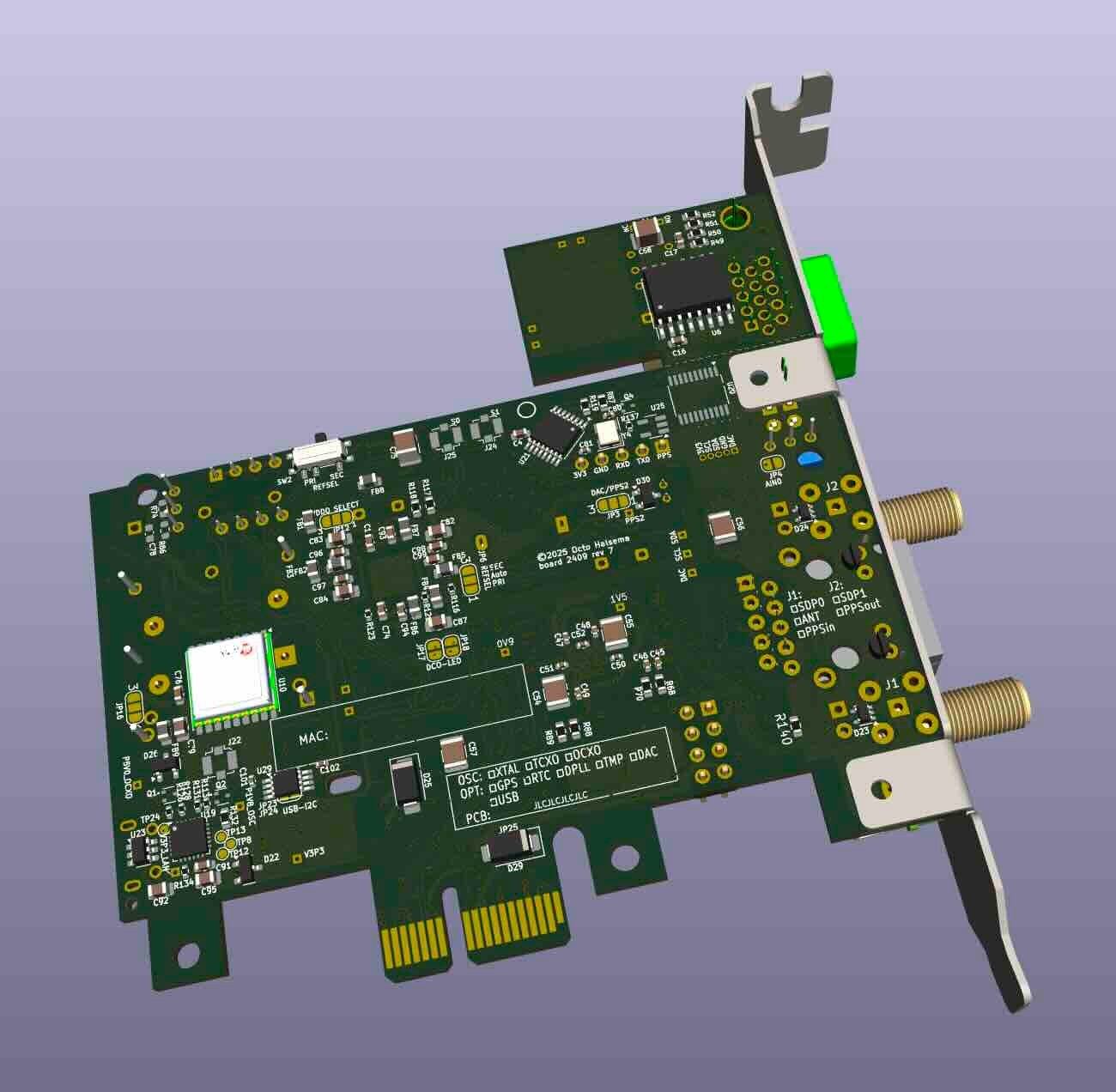 NTP/PTP pcie timing card with GPSDO for Raspberry Pi 5 and PC