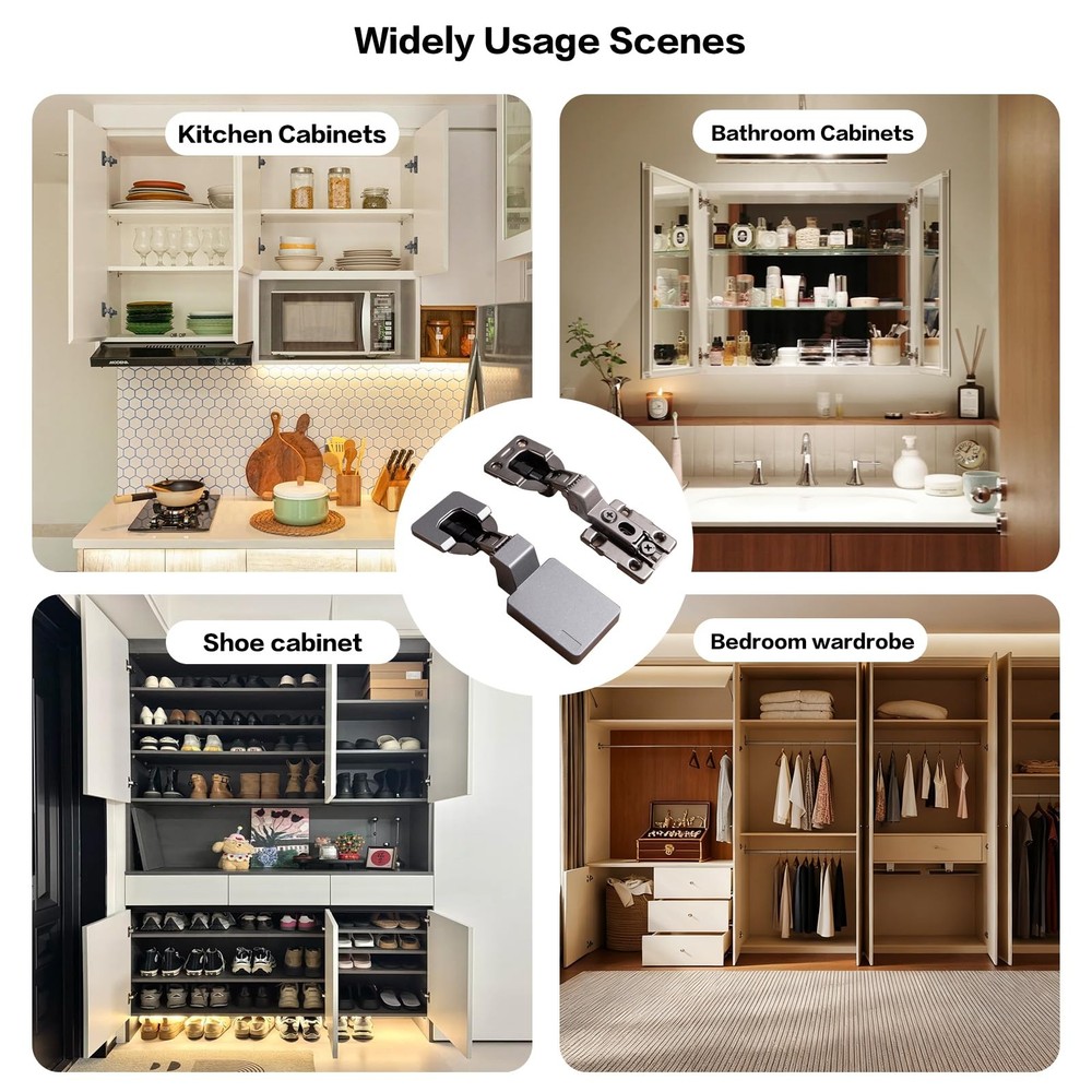 Jisano 1 Pack 2pcs Frameless Full Overlay Soft Close Concealed
