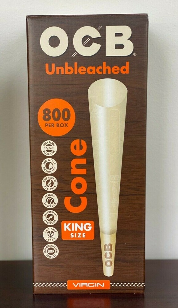 OCB Unbleached Virgin Cones King Size 800 Bulk Count Cigarette Rolling Papers