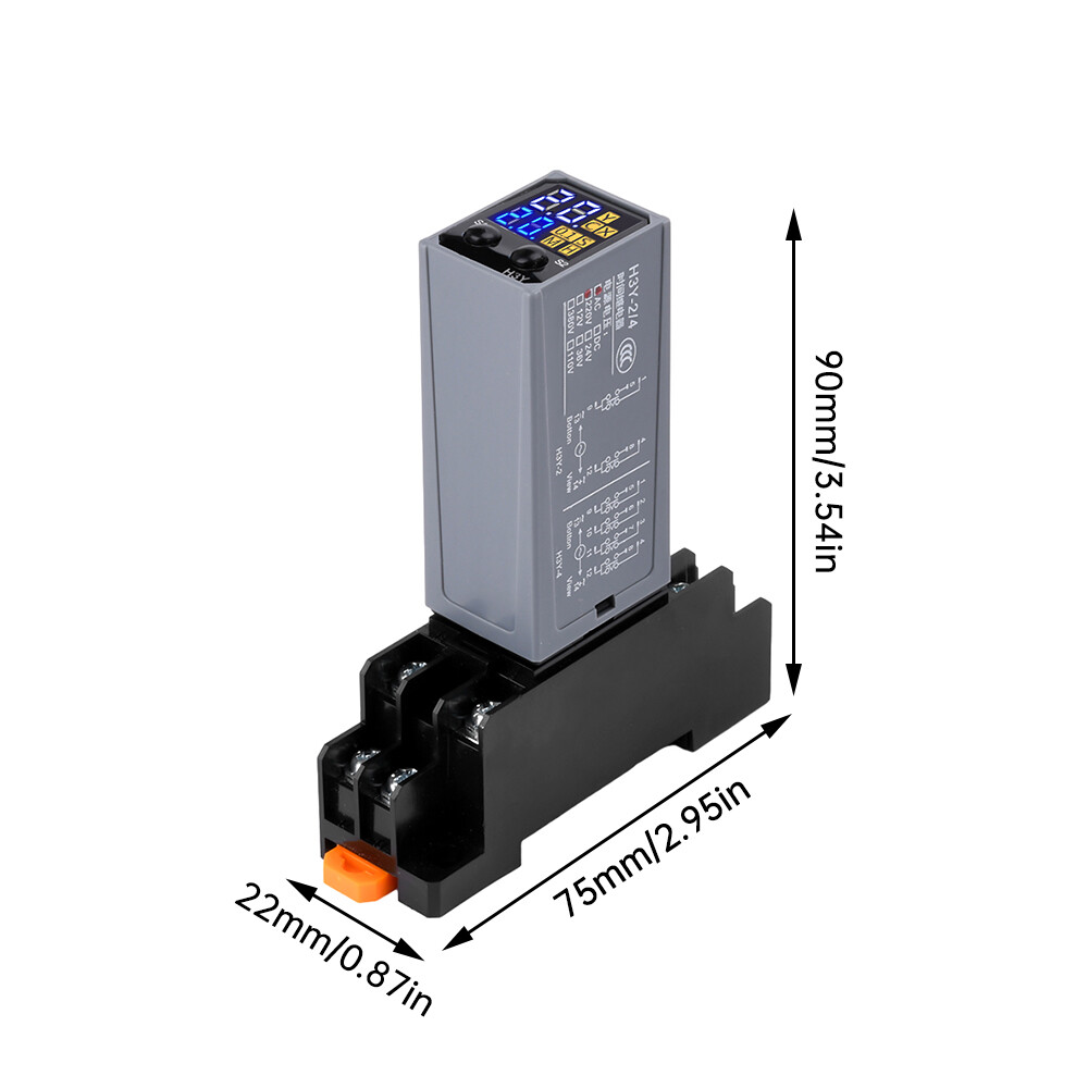 2Pcs Adjustable Digital Time Relay Cycle Time Delay Relay with Base AC 220V