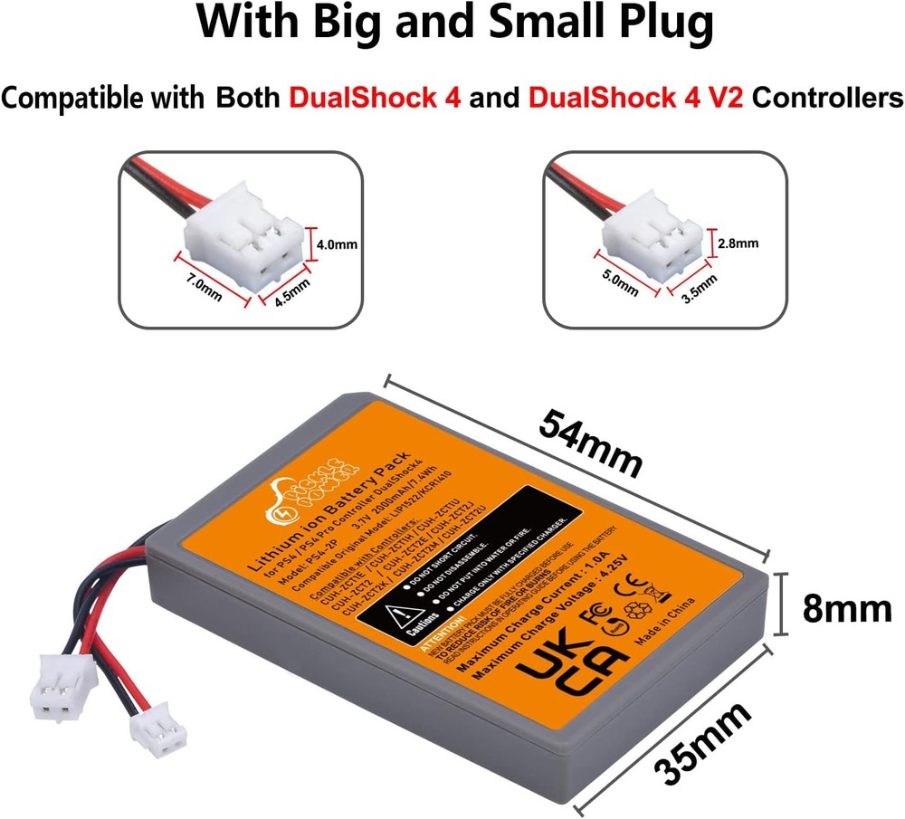 PS4 Controller Battery Replacement 2 Pack 2000mAh for Dualshock 4 Controllers