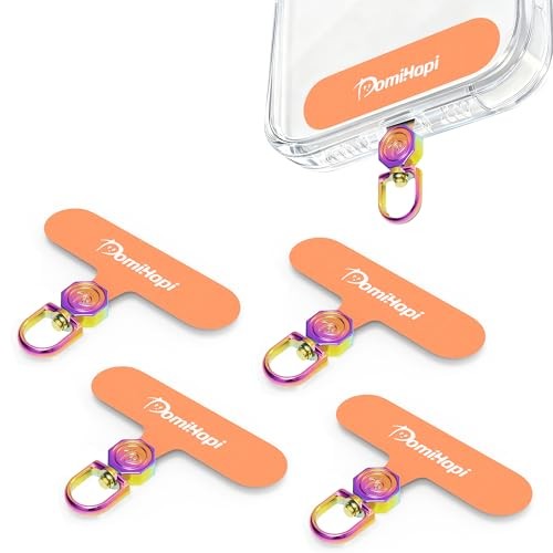 Phone Tether Tab, 4-Pack 360° Rotatable Secure Anti-Drop Prismatic Orange