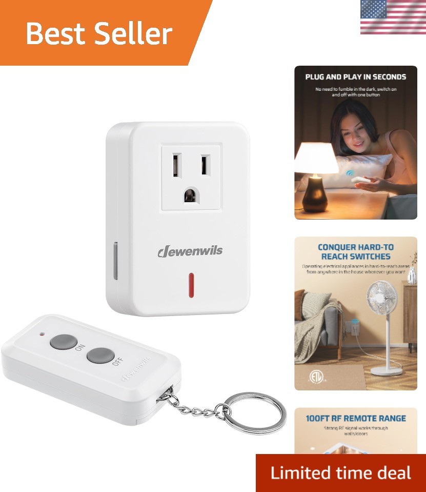 Compact 100ft RF Range Remote Light Switch Kit - Easy Install, Safe & Versatile