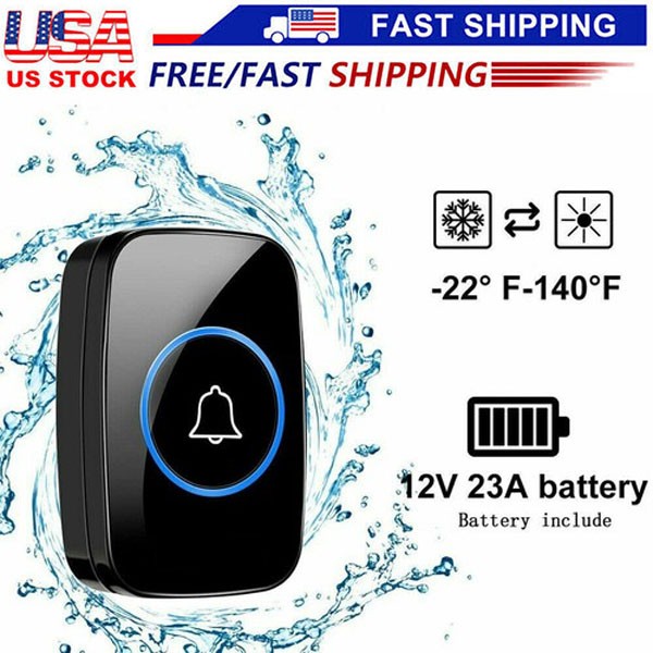 Wireless Doorbell Chime Waterproof Plugin Receiver Adjustable Volume 1000FT Kit