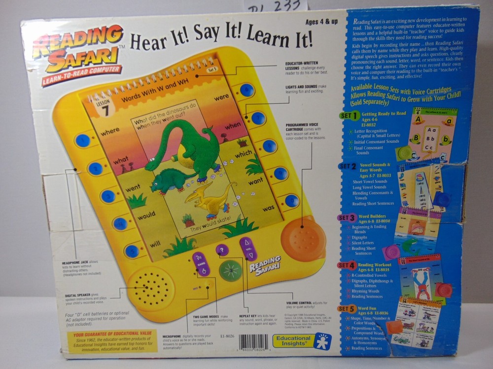 Educational Insights EI-8026 Reading Safari Learning Electronic Module In Box