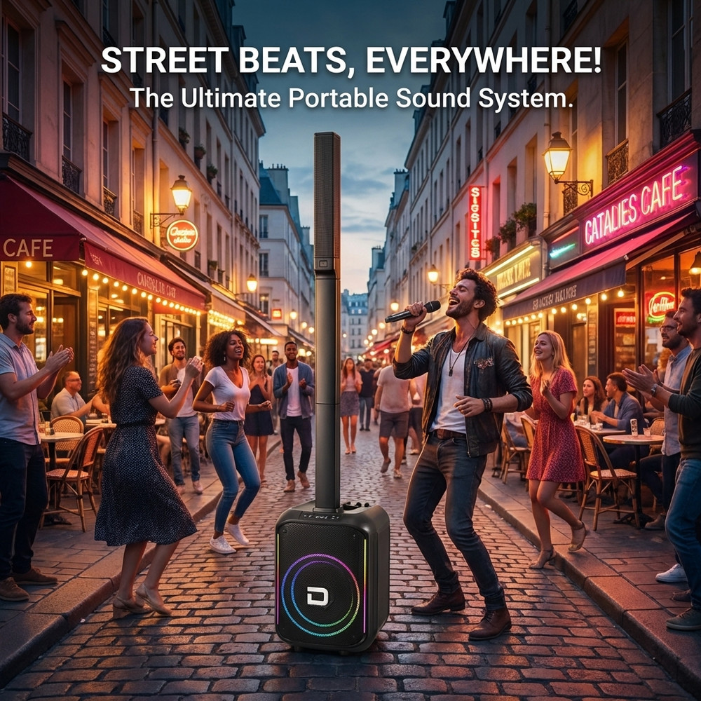 Powered Portable Column Array PA System Bluetooth Speaker with 12" Subwoofer NEW