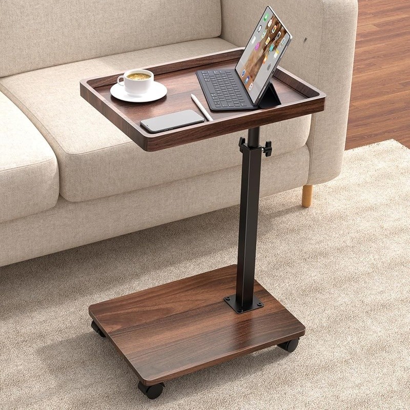 Adjustable Height Rolling C Side Table Multifunctional Laptop Snacks Living Room