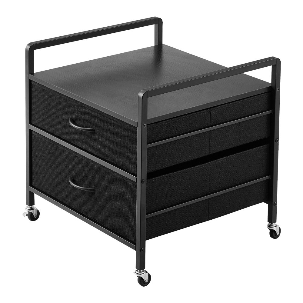 Rolling Mini Fridge Stand, 2 Drawers, Lockable Wheels