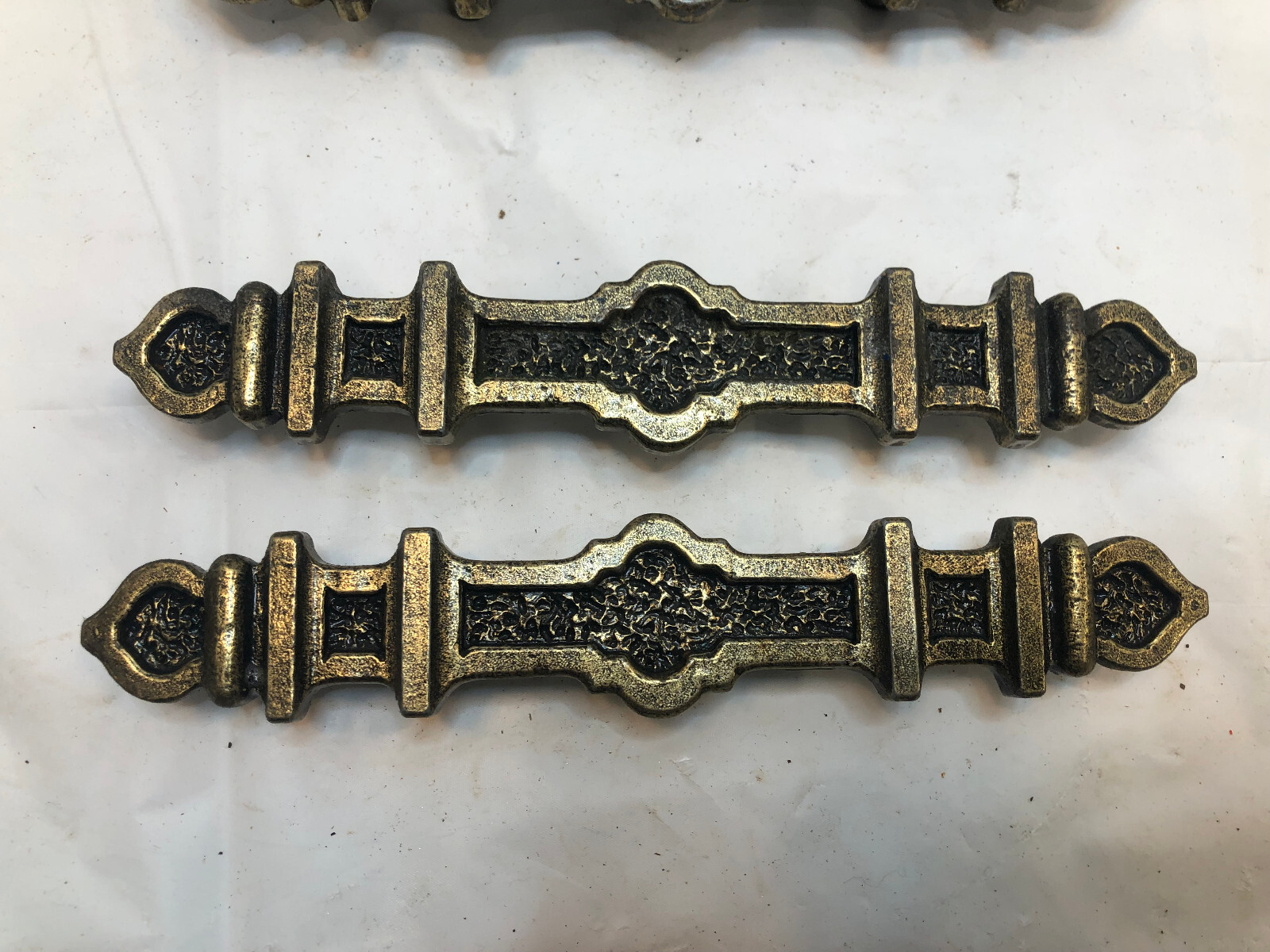 Vintage Cabinet Pulls Drawer Handles Gothic Bronze Metal 6.75", 3" hole centers