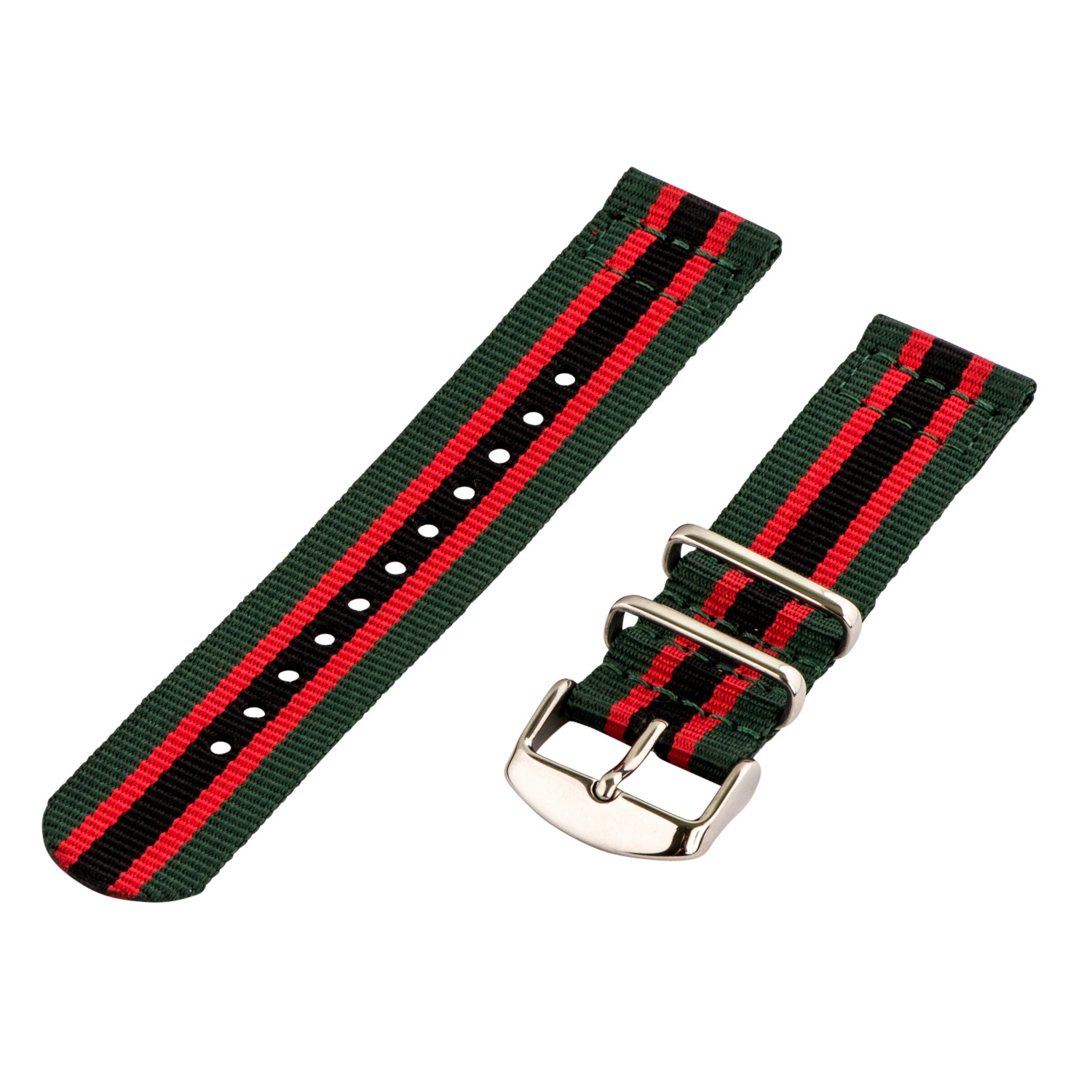 2 Piece Classic Striped Nylon Replacement Watch Band - Choose your size!
