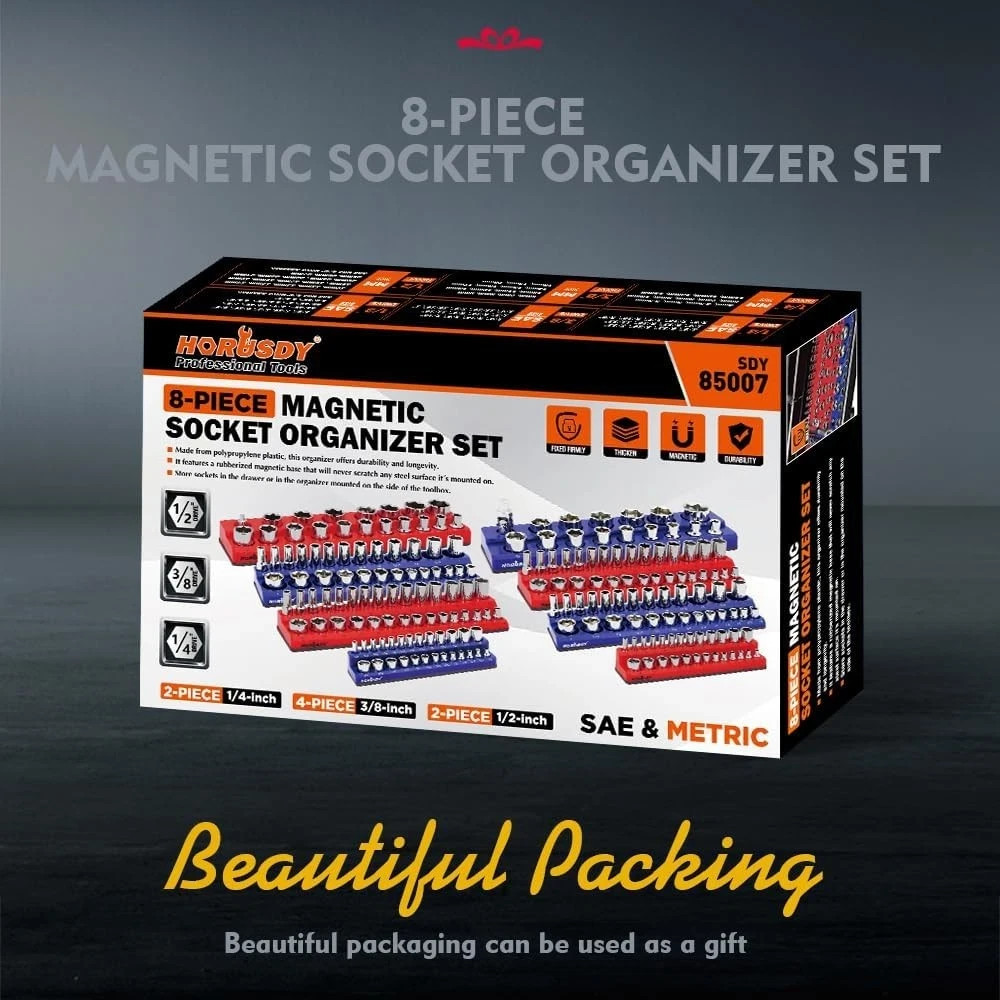 8-Piece Magnetic Socket Organizer, 8-piece Organizer