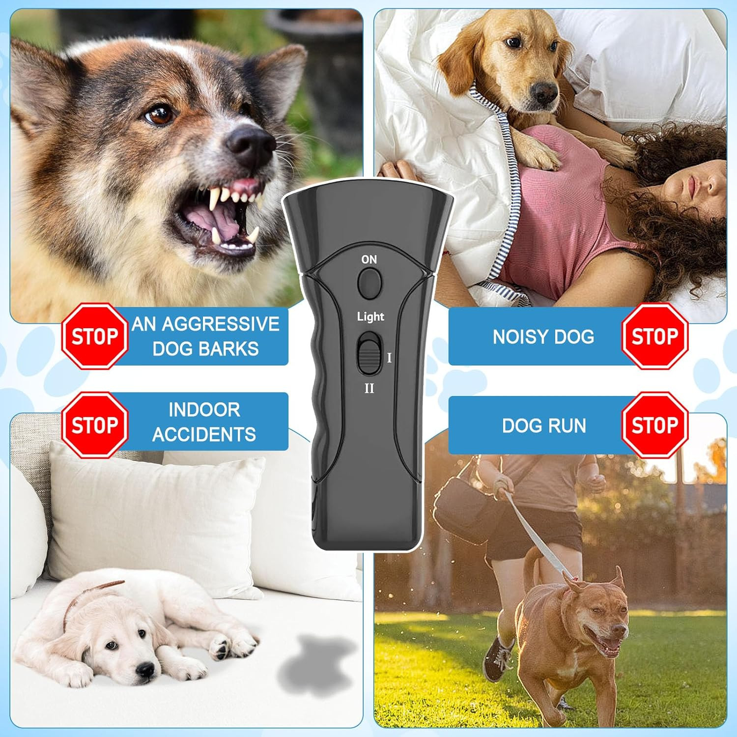 Ultrasonic Anti Dog Barking Device Pet Trainer LED Light Gentle Chaser Style Lot