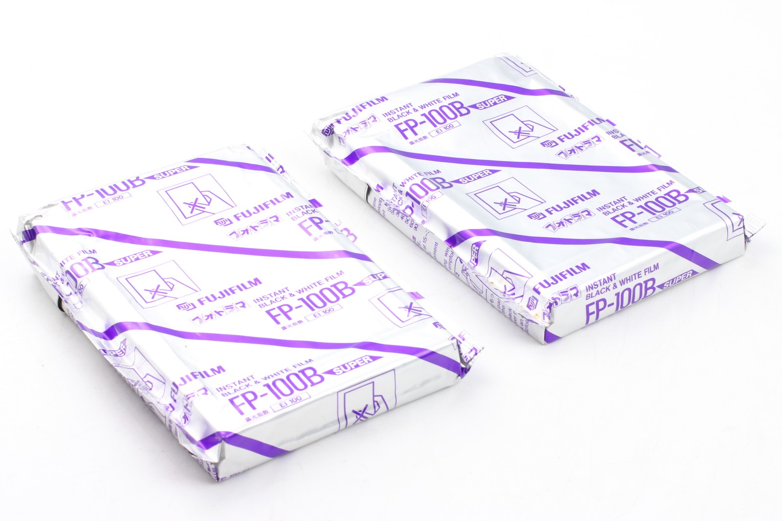 [Unused] 2 packs Fujifilm FP-100B 4x5 Super Instant B&W Film Expired 2002 JAPAN