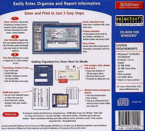 My Software My Database - Organize & Report PC Software Sealed New