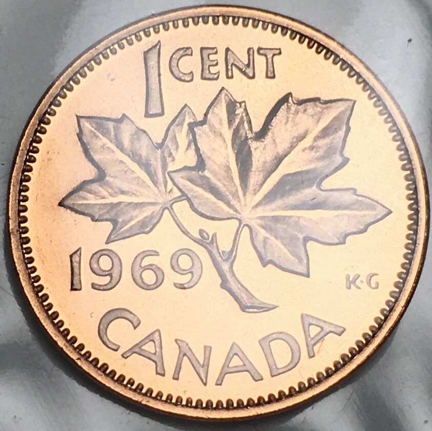 1969 Canada 1 Cent - Proof-Like Mint Cello (UNC) KM#59 - 98% Copper - CA01C69