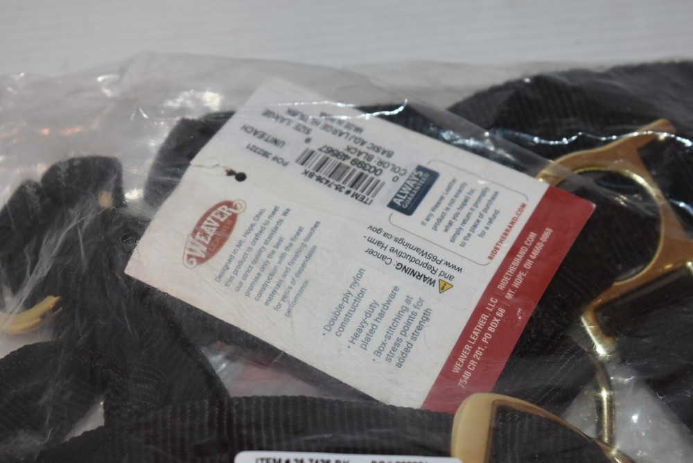 Weaver Leather Basic Adjustable Nylon Halter Black 1" Large Horse NWT