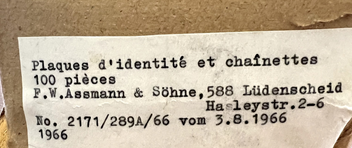 French Army Dog Tags Chain Blank Unused Military Issued 1966 ID Plates Set Of 30