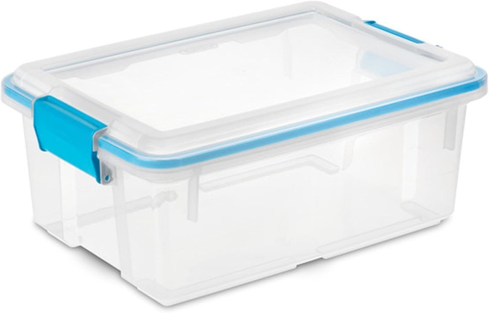 12 Qt Gasket Box, Stackable Storage Bin with Latching Lid and Tight Seal, 6-Pack