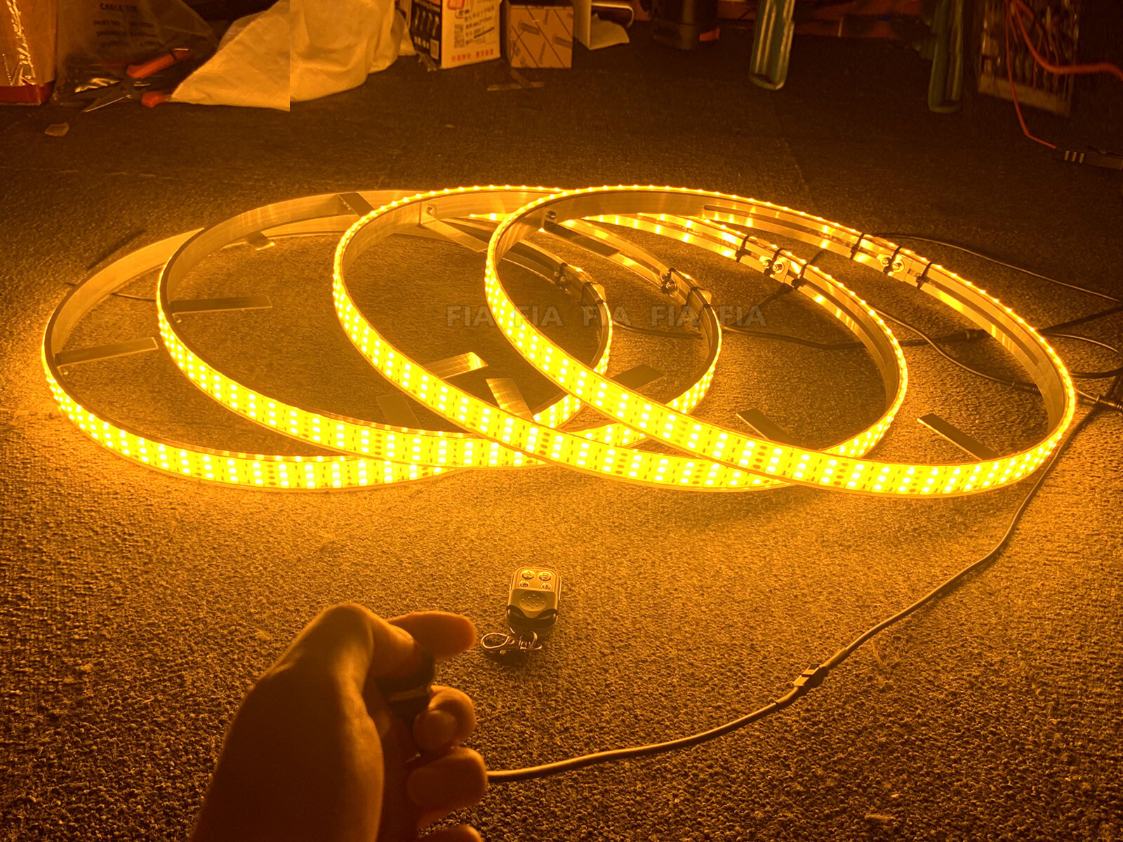 17.5'' Strobe White Yellow Triple Row LED Truck Wheel Ring Lights Button Control