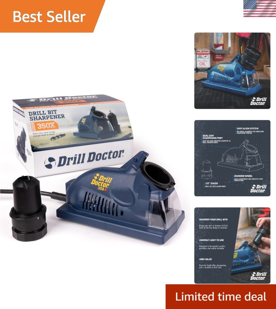 Compact Electric Drill Bit Sharpener with V-Block for Consistent Angles - 118°