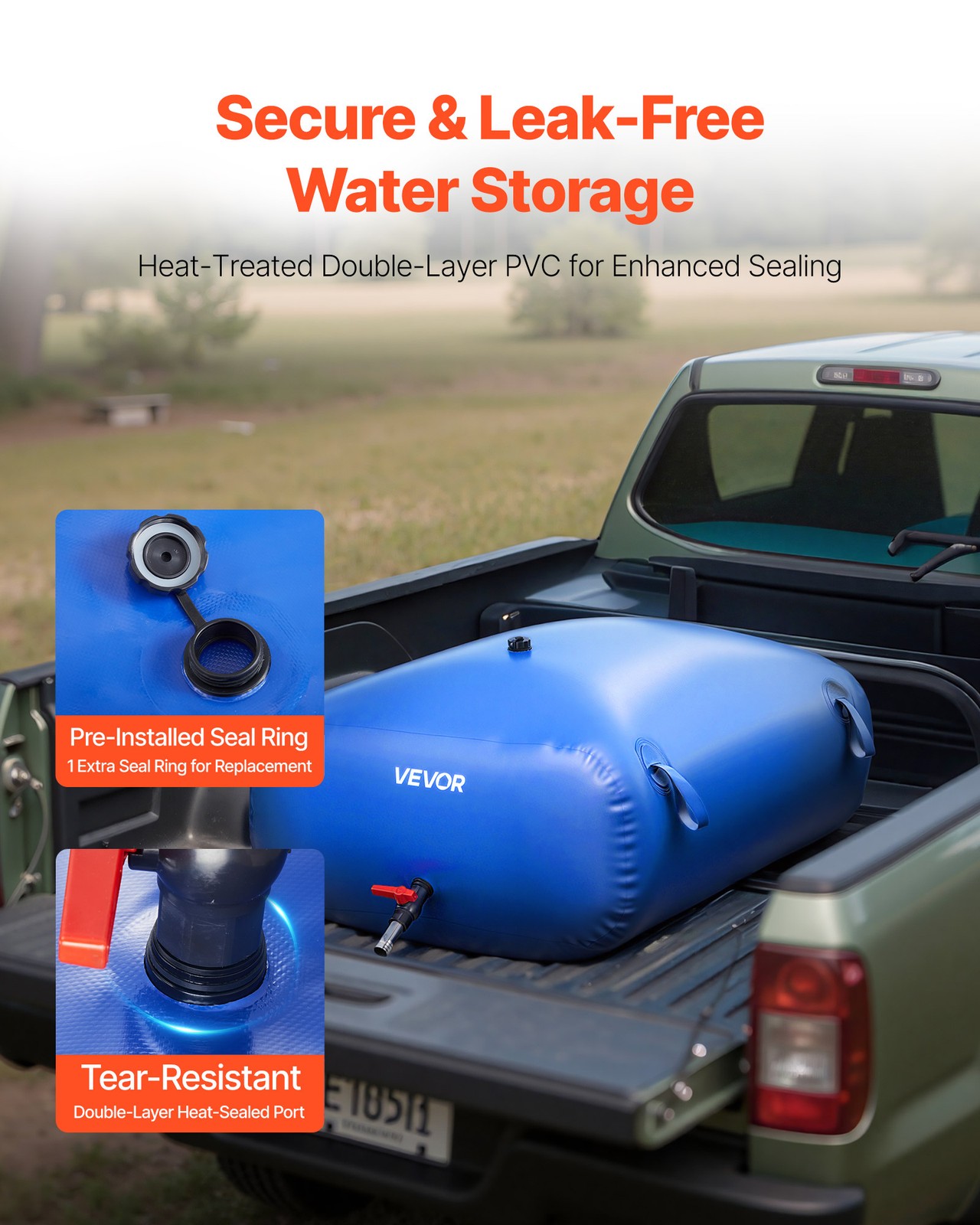 VEVOR 87.2 Gal Collapsible Water Storage Bladder 1000D PVC Water Storage Bag