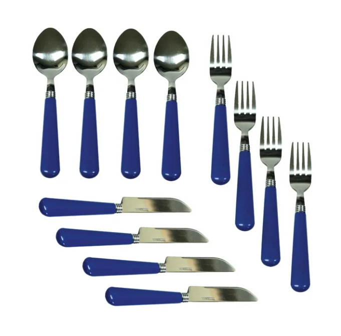 Stansport Deluxe 24-Piece Enamel Tableware Set - Blue