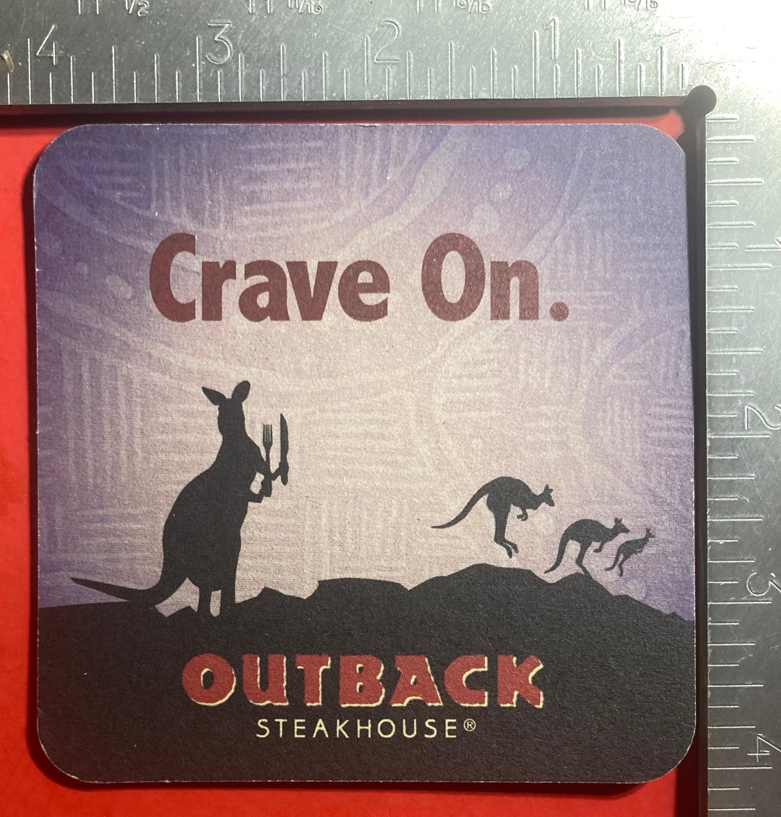 OUTBACK STEAKHOUSE CRAVE ON CHICKEN 4 INCH SQUARE BEER COASTER